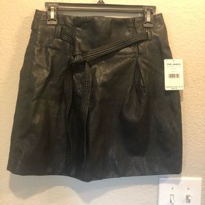 Free People Black Leather Mini Skirt. Size 2.